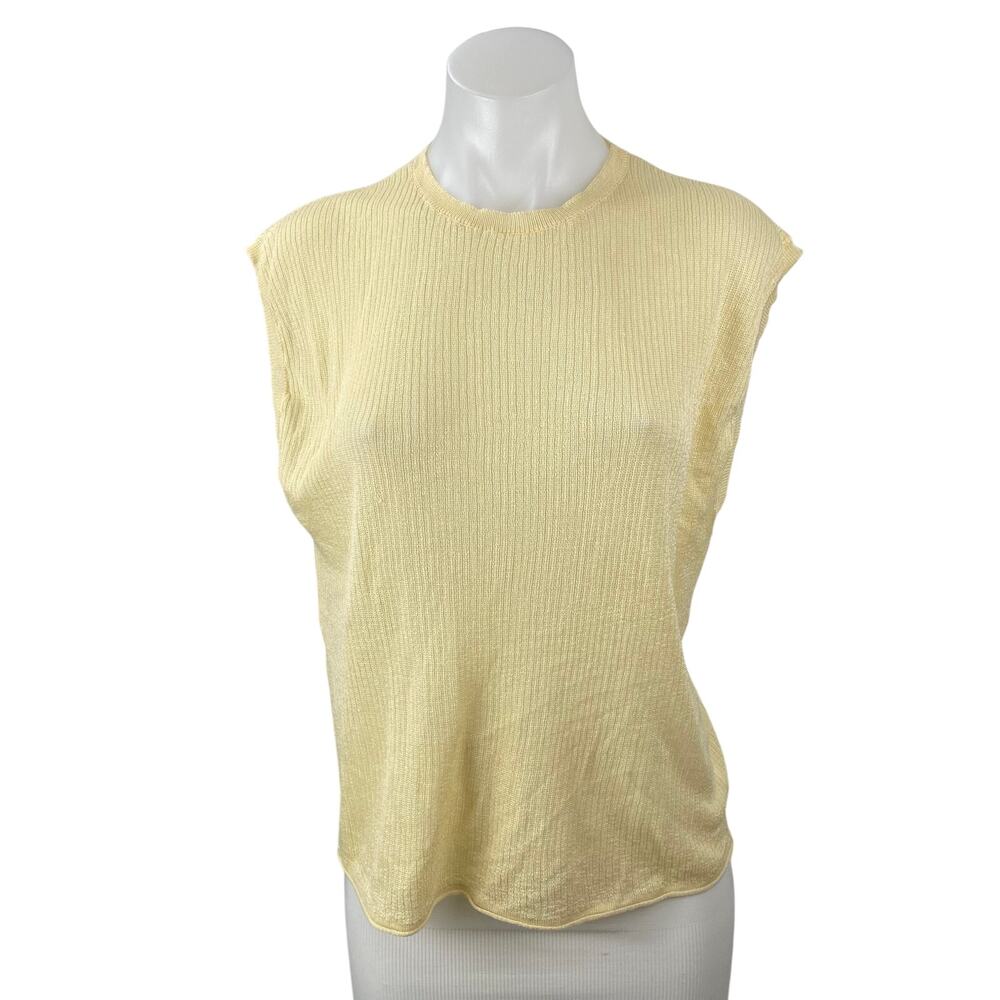 Zara Women's Yellow Knit Crew Neck Sleeveless Sweater Vest Muscle Tank Top Sz S
